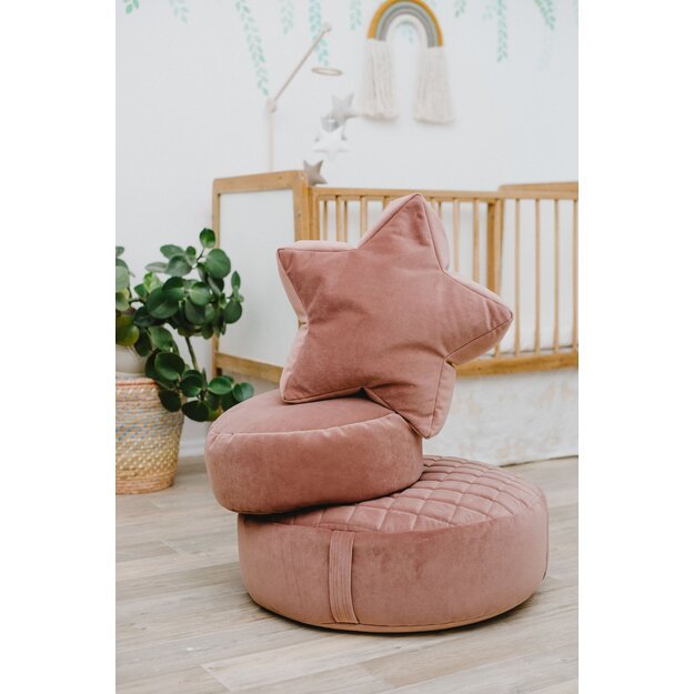 Small Pink Velvet Round Bean Bag Chair